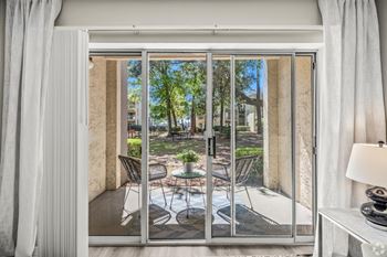 Balcony view with patio